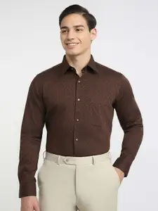 Raymond Men Geometric Printed Spread Collar Cotton Formal Shirt