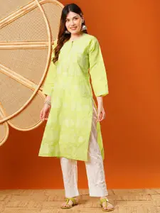 ADA Women Ethnic Motifs Embroidered Daily Cotton Straight Kurta