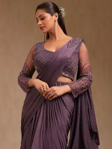 Soch Women Solid Beads and Stones Nylon Ready to Wear Saree