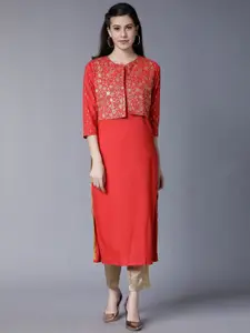 Vishudh Women Floral Printed Daily Cotton Straight Kurta