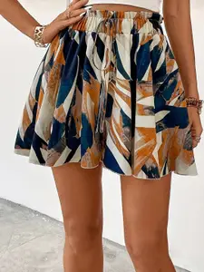 Outzidr Multicolour Flowy Paper Bag Shorts