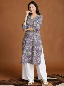 Anouk Women Floral Printed Thread Work Kurta