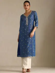 Soch Women Bandhani Printed Mirror Work Kurta