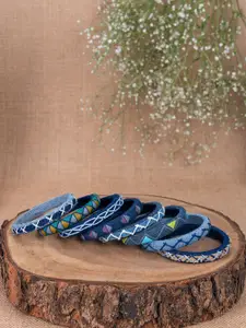 Taasha Craft Crystal Set Of 8 Denim Bangles