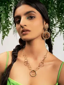 Priyaasi Gold-Plated Contemporary Cheetah Printed Drop Earrings