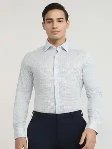 Raymond Men Slim Fit Geometric Printed Spread Collar Cotton Formal Shirt