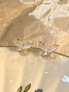 VAGHBHATT Gold-Plated Butterfly Enamelled Studs