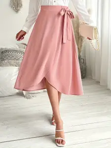 Outzidr High Waist Wrap Midi Skirt