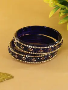 LAVAZZA Set Of 2 Zircon Diamonds & Crystals Studded Glass Bangles