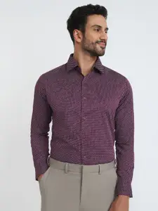 Raymond Printed Pure Cotton Slim-Fit Semicutaway Formal Shirt