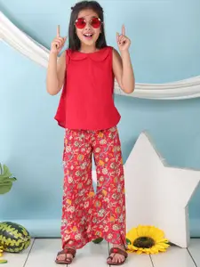 Sangria Girls Peter Pan Collar Pure Cotton Top With Trousers