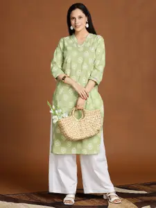 Anouk Women Floral Printed Daily Cotton Straight Kurta