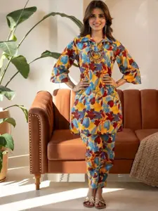 all about you Floral Printed Top & Trousers Co-Ord Set
