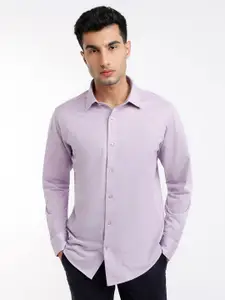 Raymond Structure Pattern Pure Cotton Slim-Fit Semicutaway Formal Shirt