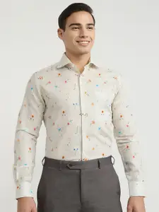 Raymond Floral Printed Cutaway Collar Formal Shirt