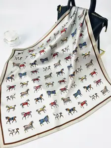 QUECY Women Printed Silk Scarf