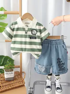 INCLUD Boys Striped T-shirt with Shorts