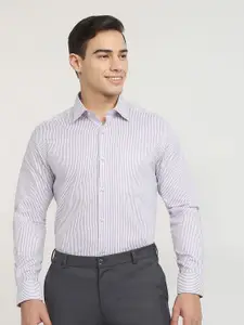 Raymond Striped Pure Cotton Contemporary Fit Semicutaway Formal Shirt
