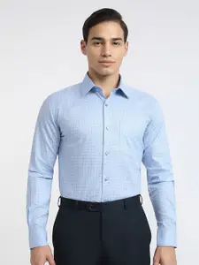 Raymond Checked Pure Cotton Contemporary-Fit Semicutaway Formal Shirt