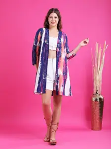 Qurvii Women Printed Longline Shrug