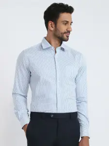 Raymond Striped Pure Cotton Contemporary Fit Semicutaway Formal Shirt