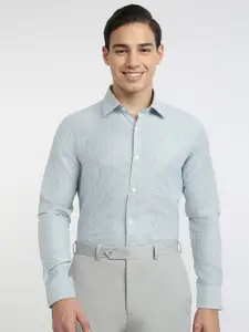 Raymond Structure Pattern Printed Pure Cotton Cutaway Collar Formal Shirt