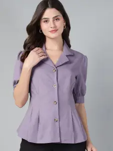 Hancock Women Solid Pure Cotton Pleated Classic Formal Shirt