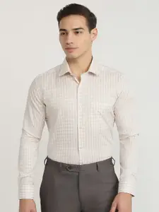 Raymond Checked Pure Cotton Contemporary-Fit Semicutaway Formal Shirt