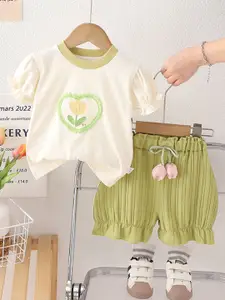 INCLUD Girls Printed Top with Shorts