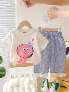 INCLUD Girls Printed T-shirt with Shorts