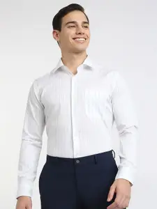 Raymond Striped Pure Cotton Contemporary Fit Semicutaway Formal Shirt