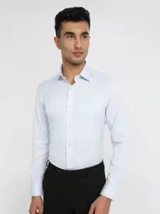 Raymond Structure Pattern Printed Pure Cotton Cutaway Collar Formal Shirt