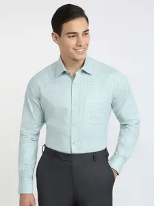 Raymond Checked Pure Cotton Semicutaway Formal Shirt