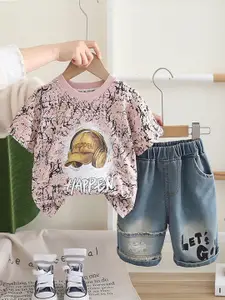 INCLUD Boys Printed T-shirt with Shorts