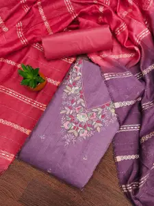 Peachmode Floral Embroidered Unstitched Dress Material