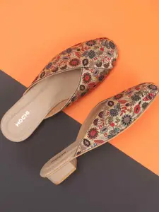 Mochi Women Printed Synthetic Block Mules Heels