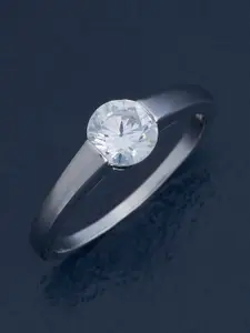 Kushal's Fashion Jewellery White Rhodium-Plated Party 92.5 Sterling Silver Finger Ring
