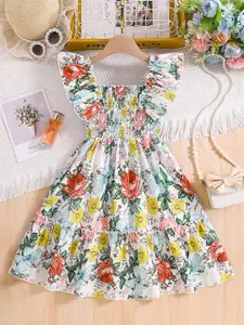 INCLUD Girl Floral Print Fit & Flare Dress