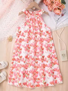 INCLUD Girls Floral Printed Halter Neck A-Line Dress
