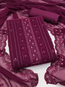 Peachmode Geometric Embroidered Sequinned Silk Georgette Unstitched Dress Material