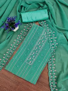 Peachmode Floral Embroidered Georgette Unstitched Dress Material