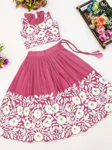 BAESD Girls Embroidered Thread Work Ready to Wear Lehenga With Blouse