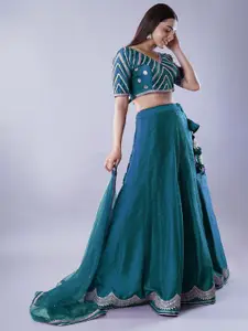 Utsav Fashion Stiped Embroidered Ready to Wear Lehenga & Blouse With Dupatta