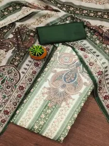 Peachmode Ethnic Motifs Printed Organza Unstitched Dress Material