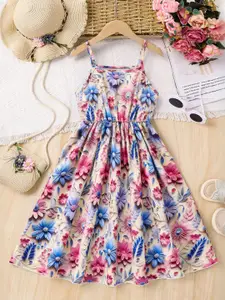 INCLUD Kids Girls Tropical Printed Fit & Flare Casual Dress