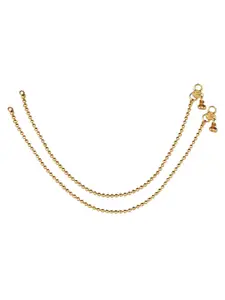 Vighnaharta Gold-Plated Antique Anklets