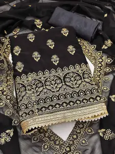 Peachmode Floral Embroidered Silk Georgette Unstitched Dress Material