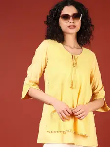 V-Mart Women Embroidered Tie-Up Neck Kurti