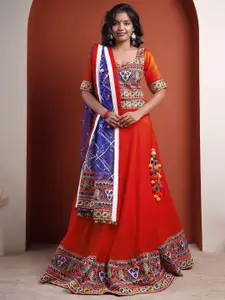 Utsav Fashion Embroidered Mirror Work Ready to Wear Lehenga & Blouse With Dupatta