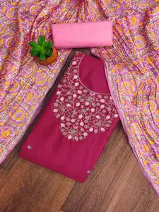 Peachmode Floral Embroidered Unstitched Dress Material